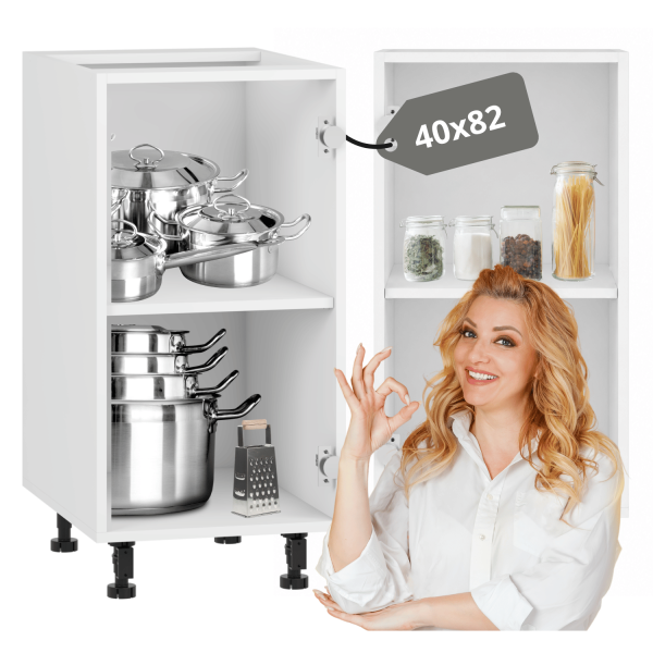 Nowoczesna Dolna Szafka Kuchenna Stojąca Bez Frontu 40 cm Korpus Meblowy Kuchenny Biały VENTO D-40/82