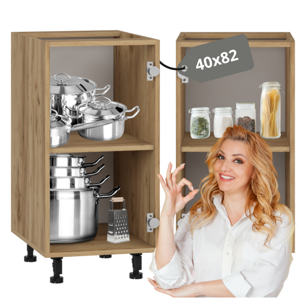 Dolna Szafka Kuchenna Stojąca Bez Frontu 40 cm Nowoczesny Korpus Meblowy Kuchenny Dąb Craft VENTO D-40/82