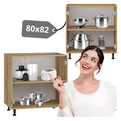 Korpus Meblowy Kuchenny Szafka Kuchenna Stojąca Dolna Bez Frontu 80 cm Dąb Craft VENTO D-80/82