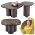 Nowoczesny Stolik Kawowy Ława do Salonu Mid Century Modern Brązowy Marmur Brązowy CORDINA Halmar