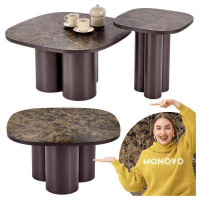 Nowoczesny Stolik Kawowy Ława do Salonu Mid Century Modern Brązowy Marmur Brązowy CORDINA Halmar