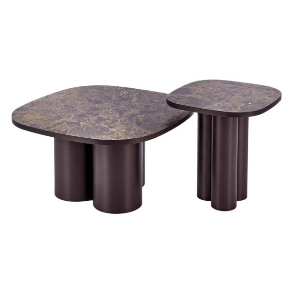 Nowoczesny Stolik Kawowy Ława do Salonu Mid Century Modern Brązowy Marmur Brązowy CORDINA Halmar