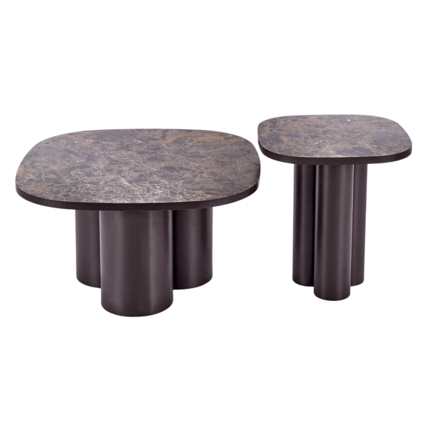 Nowoczesny Stolik Kawowy Ława do Salonu Mid Century Modern Brązowy Marmur Brązowy CORDINA Halmar