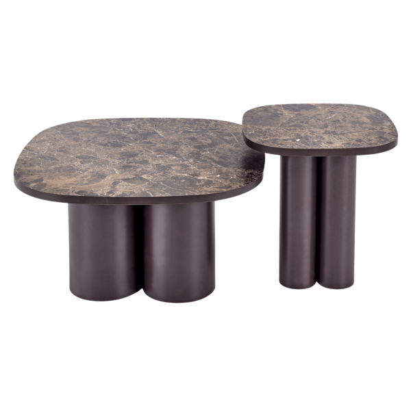 Nowoczesny Stolik Kawowy Ława do Salonu Mid Century Modern Brązowy Marmur Brązowy CORDINA Halmar