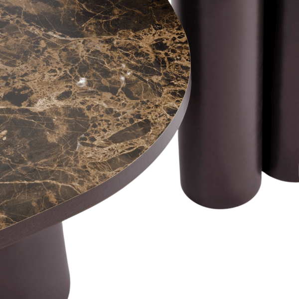 Nowoczesny Stolik Kawowy Ława do Salonu Mid Century Modern Brązowy Marmur Brązowy CORDINA Halmar