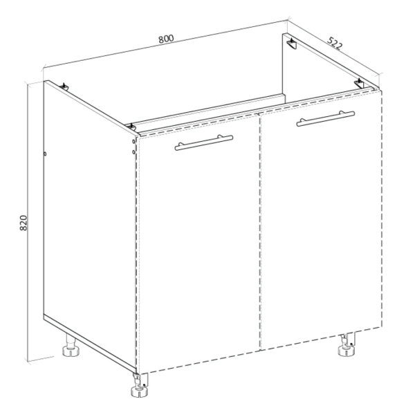 Szafka Pod Zlewozmywak Stojąca Szafka Kuchenna Bez Frontu 80 cm Czarny Korpus Do Kuchni VENTO DK-80/82