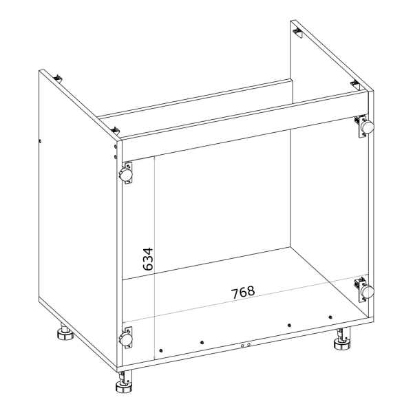 Szafka Pod Zlewozmywak Stojąca Szafka Kuchenna Bez Frontu 80 cm Czarny Korpus Do Kuchni VENTO DK-80/82