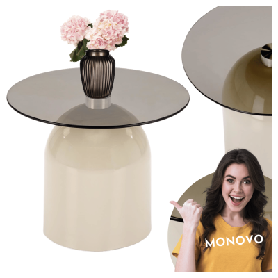 Nowoczesny Stolik Kawowy Dekoracyjny do Salonu Glamour Mid Century Modern Dymione Szkło Kaszmir STARK S Halmar
