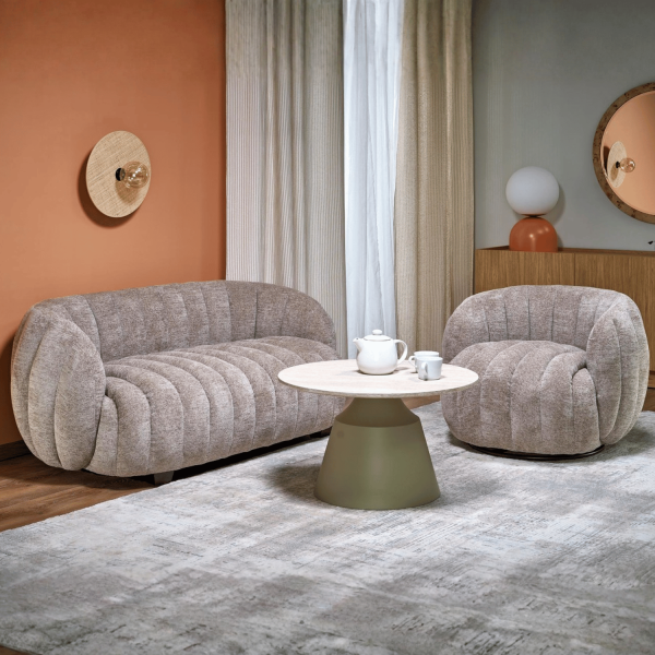 Nowoczesna Sofa Fotel Wypoczynkowy do Salonu Pokoju Loft Skandynawski Ciemny Beżowy FRASER XL Halmar