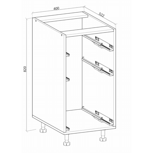 Czarna Szafka Kuchenna Stojąca Dolna 40 cm Z Szufladami Mechanizm Hettich Korpus Meblowy Kuchenny VENTO D3S-40/82