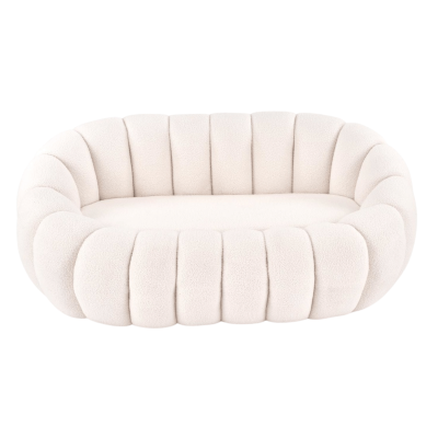 Nowoczesna Sofa Wypoczynkowa do Salonu Tapicerowany Duża Pufa Siedzisko Boucle Glamour Beżowy Biały Kremowy GASPAR XL Halmar