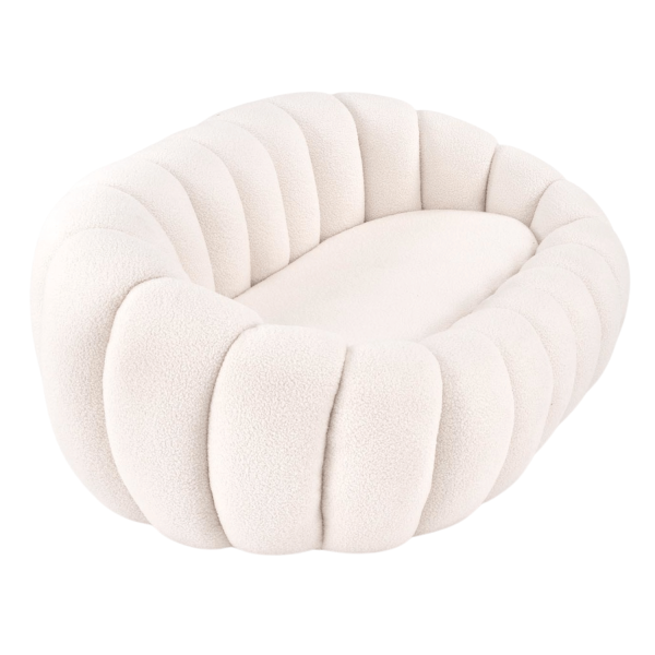Nowoczesna Sofa Wypoczynkowa do Salonu Tapicerowany Duża Pufa Siedzisko Boucle Glamour Beżowy Biały Kremowy GASPAR XL Halmar