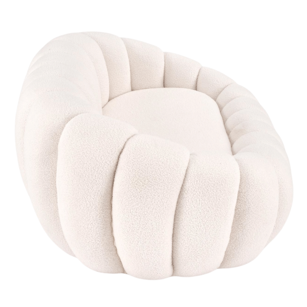 Nowoczesna Sofa Wypoczynkowa do Salonu Tapicerowany Duża Pufa Siedzisko Boucle Glamour Beżowy Biały Kremowy GASPAR XL Halmar