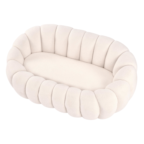 Nowoczesna Sofa Wypoczynkowa do Salonu Tapicerowany Duża Pufa Siedzisko Boucle Glamour Beżowy Biały Kremowy GASPAR XL Halmar