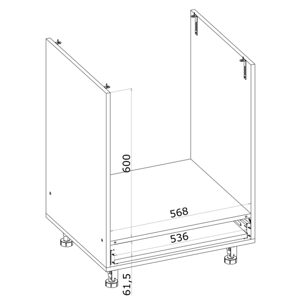 Szafka Kuchenna Dolna Stojąca Pod Zabudowę Piekarnika 60 cm Korpus Szafki Kuchennej Biały VENTO DP-60/82