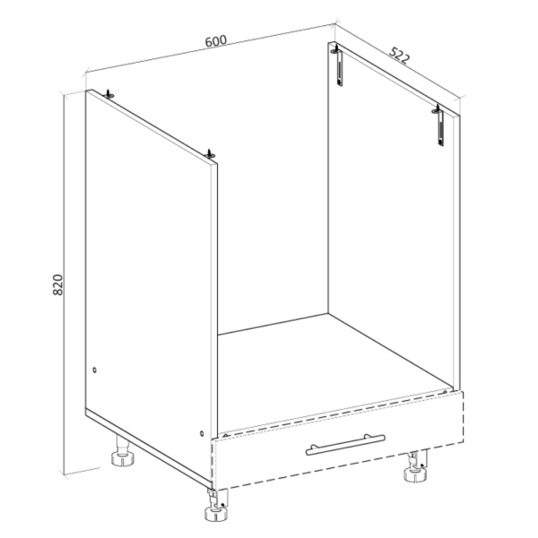 Szafka Kuchenna Dolna Stojąca Pod Zabudowę Piekarnika 60 cm Korpus Szafki Kuchennej Biały VENTO DP-60/82