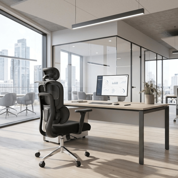 Ergonomiczny Fotel Gabinetowy z Regulowanymi Podłokietnikami Zagłówkiem do Biura Czarny Siatka BOOSTER Halmar
