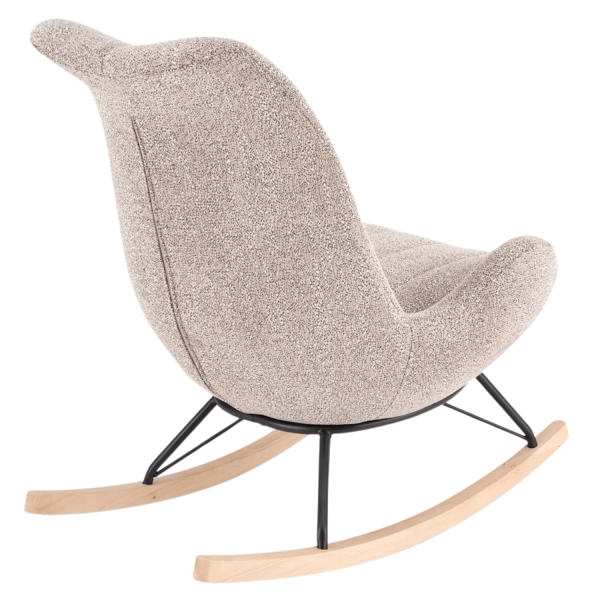 Nowoczesny Fotel Bujany Tapicerowany Bujak na Biegunach Modern Loft Skandynawski Ciemny Beżowy LUIS Halmar