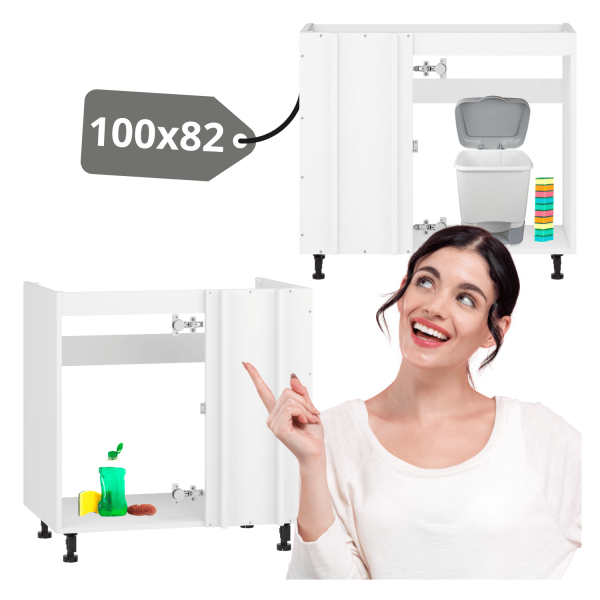 Korpus Meblowy Kuchenny Szafka Zlewozmywakowa Narożna Bez Frontu 100 cm Biała VENTO DKN-100/82
