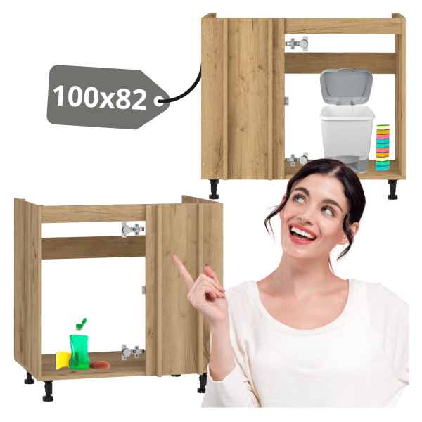 Szafka Zlewozmywakowa 100 cm Narożna Bez Frontu Korpus Meblowy Kuchenny Dąb Craft VENTO DKN-100/82