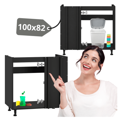 Czarny Korpus Meblowy Kuchenny 100 cm Szafka Zlewozmywakowa Narożna Bez Frontu VENTO DKN-100/82