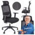 Ergonomiczny Fotel z Funkcją MULTIBLOCK Gabinetowy do Biura Komputera Czarny Siatka SWIFT Halmar