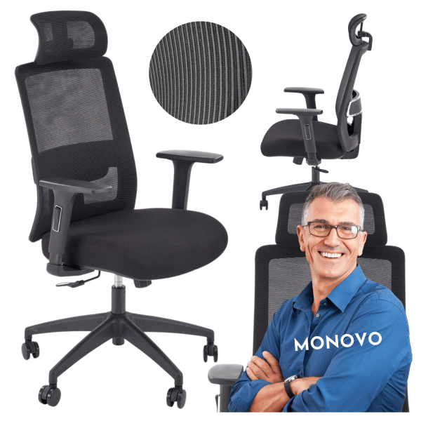 Ergonomiczny Fotel z Funkcją MULTIBLOCK Gabinetowy do Biura Komputera Czarny Siatka SWIFT Halmar