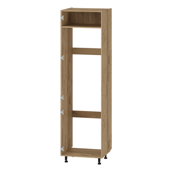 Szafka Kuchenna Pod Zabudowę Lodówki  Bez Frontu Wysoka 214 cm Dolna Stojąca Korpus Meblowy Kuchenny Dąb Craft VENTO DL-60/214
