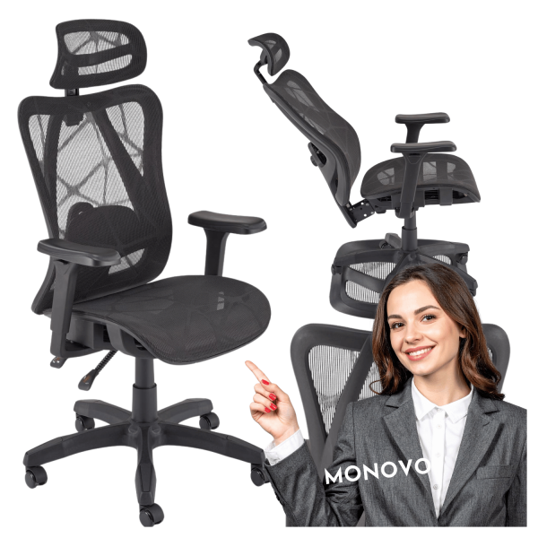 Ergonomiczny Fotel Gabinetowy Funkcja MULTIBLOCK do Biura Komputera Modern Czarny Siatka XERON Halmar
