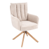 Nowoczesne Krzesło Pikowane z Podłokietnikami do Salonu Jadalni Skandynawskie Jasny Beż Dąb Naturalny K594 Halmar