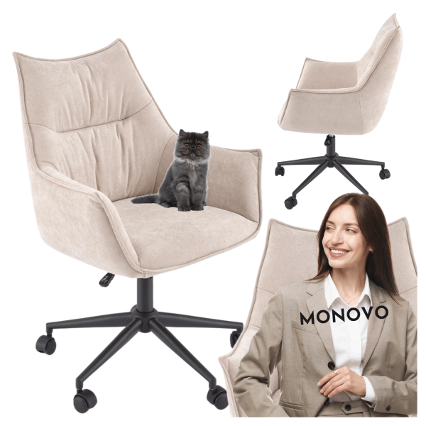 Nowoczesny Stylowy Fotel Obrotowy Gabinetowy do Biura Komputera Loft Beżowy CLIO Halmar