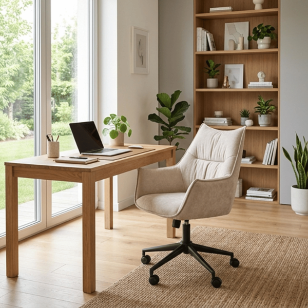 Nowoczesny Stylowy Fotel Obrotowy Gabinetowy do Biura Komputera Loft Beżowy CLIO Halmar