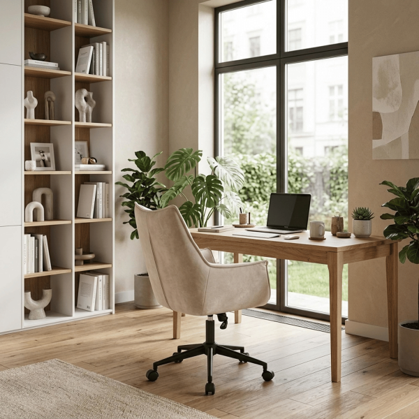Nowoczesny Stylowy Fotel Obrotowy Gabinetowy do Biura Komputera Loft Beżowy CLIO Halmar