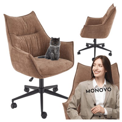 Nowoczesny Stylowy Fotel Obrotowy Gabinetowy do Biura Komputera Loft Brązowy CLIO Halmar