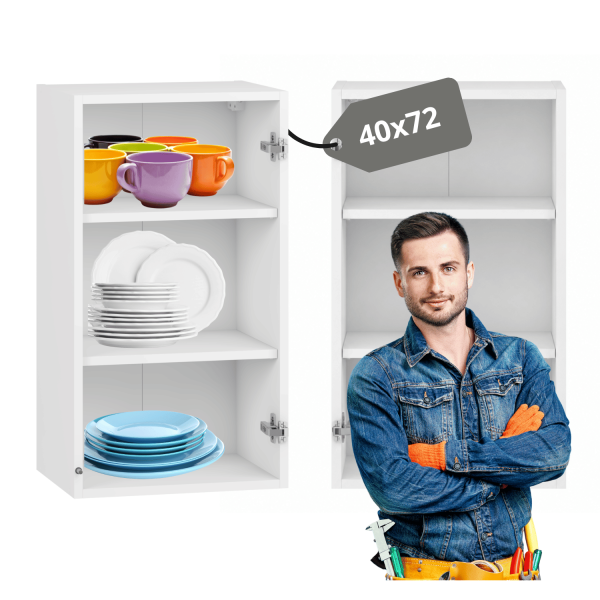 Biała Szafka Górna Bez Frontu Do Kuchni Wisząca Witryna Kuchenna Korpus Meblowy 40 cm VENTO GV-40/72