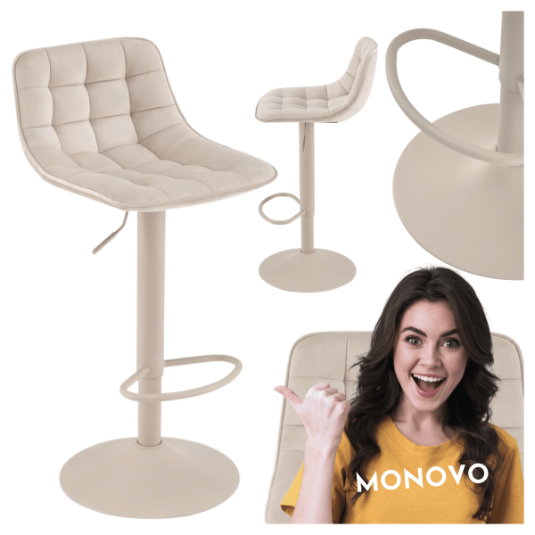Nowoczesne Krzesło Barowe Pikowane Hoker Tapicerowane do Kuchni Baru Boho Skandynawskie Beżowe Jasny Beż H95 CS Halmar