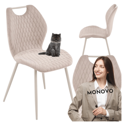 Nowoczesne Krzesło Tapicerowane do Jadalni Salonu Velvet Boho Skandynawski Kaszmir Jasny Beżowy K569 CS Halmar