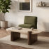 Stylowa Ława Stolik Kawowy do Salonu Vintage Mid Century Modern Trawertyn Orzechowy CANOA Halmar