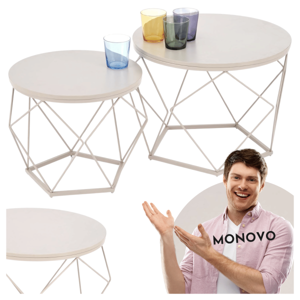 Zestaw 2 Stolików Kawowych, 2x Stolik Kawowy do Salonu Glamour Skandynawskie Kaszmir CIELO Halmar