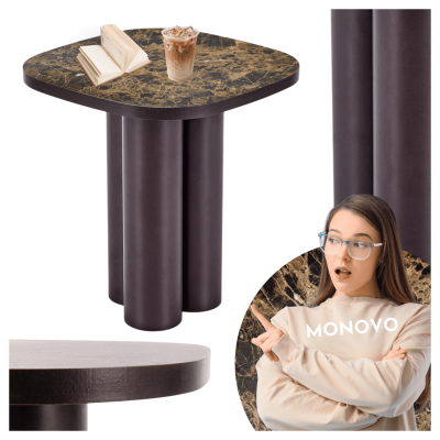 Nowoczesny Stolik Kawowy Dekoracyjny Ława do Salonu Glamour Brązowy Marmur CORDINA S Halmar