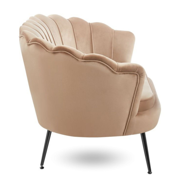 Sofa Muszelka do Poczekalni Salonu Dwuosobowa Kanapa Cappuccino Welur Loft ZENDAYA
