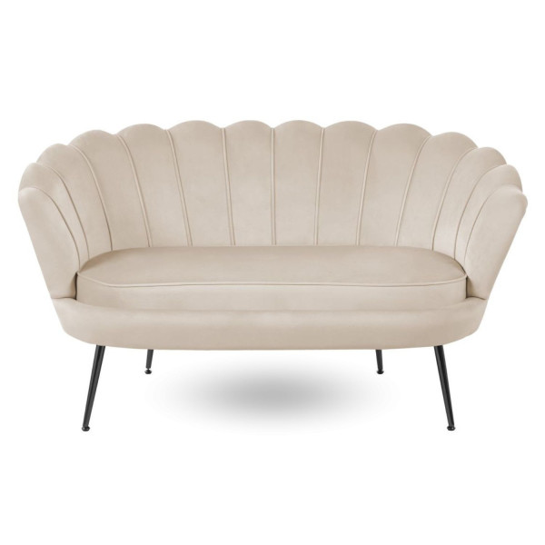 Kanapa Sofa do Poczekalni Salonu Dwuosobowa Muszelka Nowoczesna Welurowa Kaszmirowa Kremowa ZENDAYA