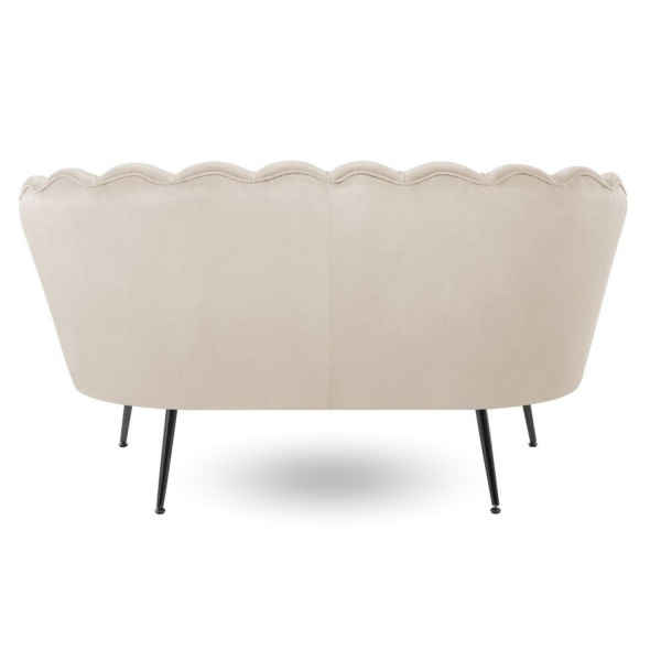 Kanapa Sofa do Poczekalni Salonu Dwuosobowa Muszelka Nowoczesna Welurowa Kaszmirowa Kremowa ZENDAYA