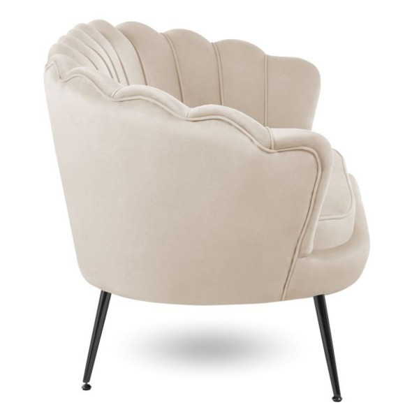 Kanapa Sofa do Poczekalni Salonu Dwuosobowa Muszelka Nowoczesna Welurowa Kaszmirowa Kremowa ZENDAYA