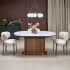 Nowoczesny Stół Rozkładany Owalny 160-220 cm do Salonu Glamour Biały Marmur Orzech Złoty GIBSON Halmar