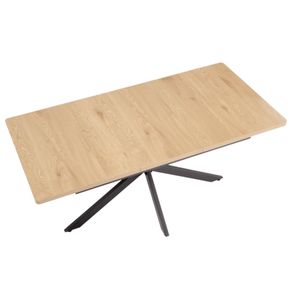 Nowoczesny Stół Prostokątny Rozkładany 120-160 cm do Salonu Loft Dąb Złoty Czarne Nóżki HOLTER Halmar