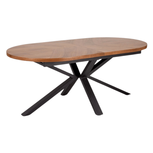 Nowoczesny Stół Rozkładany Owalny 180-300 cm do Salonu Loft Mid Century Orzechowy Czarny JASON Halmar