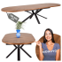 Nowoczesny Stół Rozkładany Owalny 180-300 cm do Salonu Loft Mid Century Orzechowy Czarny JASON Halmar