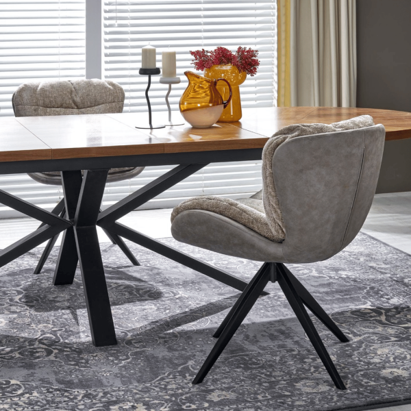 Nowoczesny Stół Rozkładany Owalny 180-300 cm do Salonu Loft Mid Century Orzechowy Czarny JASON Halmar