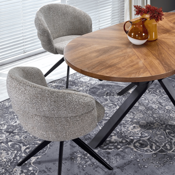 Nowoczesny Stół Rozkładany Owalny 180-300 cm do Salonu Loft Mid Century Orzechowy Czarny JASON Halmar